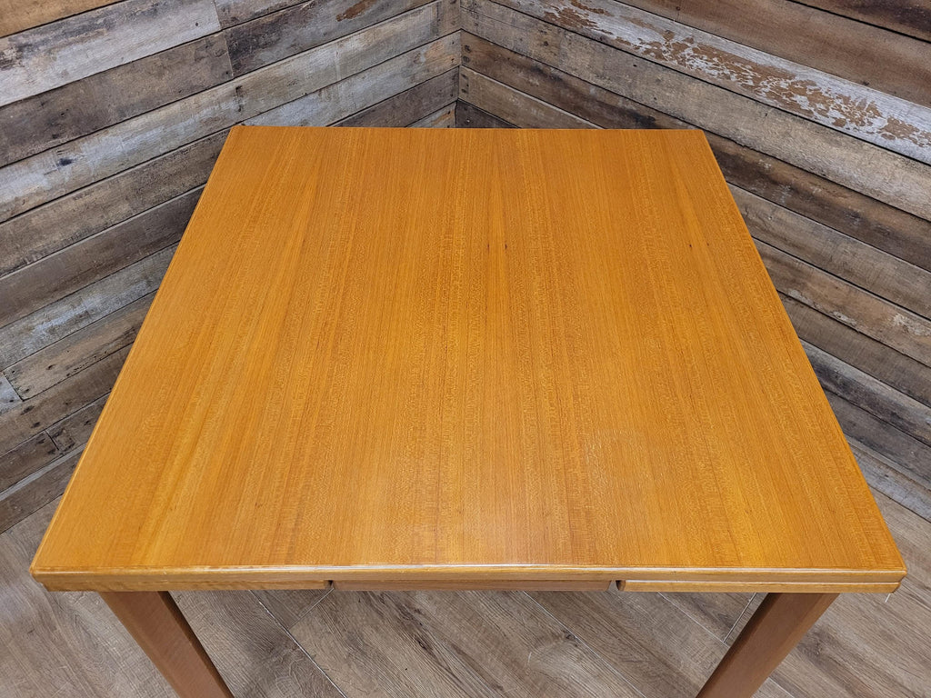 Mid Century Teak Extending Dining Table Pull Out Leaves Removable Legs