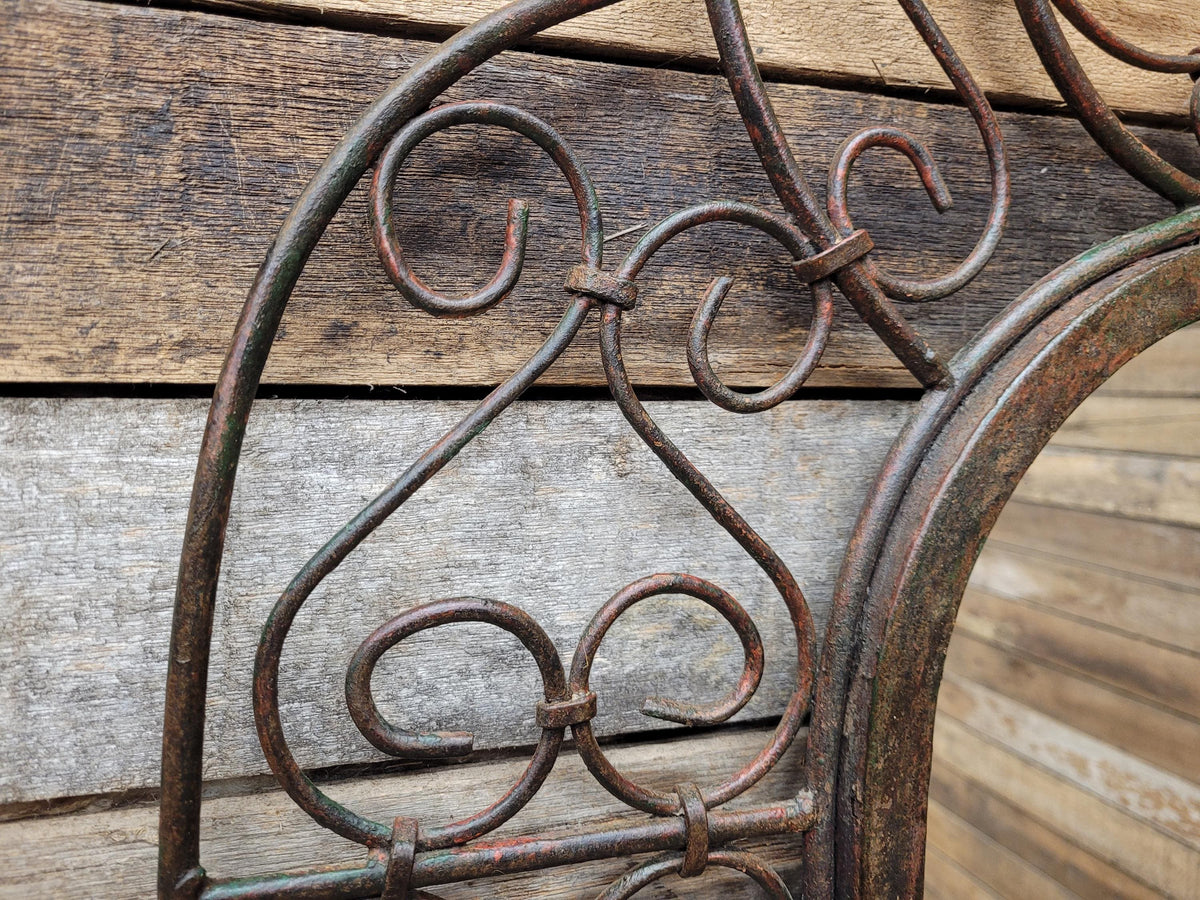 Reclaimed Architectural Wrought Iron Grille Mirror Early Mid Century
