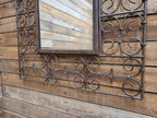 Reclaimed Architectural Wrought Iron Grille Mirror Early Mid Century