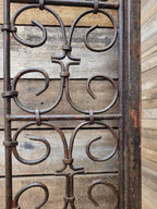 Reclaimed Architectural Wrought Iron Grille Mirror Early Mid Century