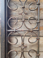 Reclaimed Architectural Wrought Iron Grille Mirror Early Mid Century