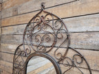 Reclaimed Architectural Wrought Iron Grille Mirror Early Mid Century