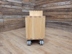 Solid Oak Finger Joint Media Unit TV Stand Industrial Castors