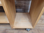 Solid Oak Finger Joint Media Unit TV Stand Industrial Castors