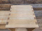 Solid Oak Finger Joint Media Unit TV Stand Industrial Castors