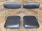 Four Mid Century Chrome Folding Chairs Black Vinyl Space Age MCM Retro Chic
