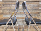 Four Mid Century Chrome Folding Chairs Black Vinyl Space Age MCM Retro Chic