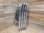 Four Mid Century Chrome Folding Chairs Black Vinyl Space Age MCM Retro Chic
