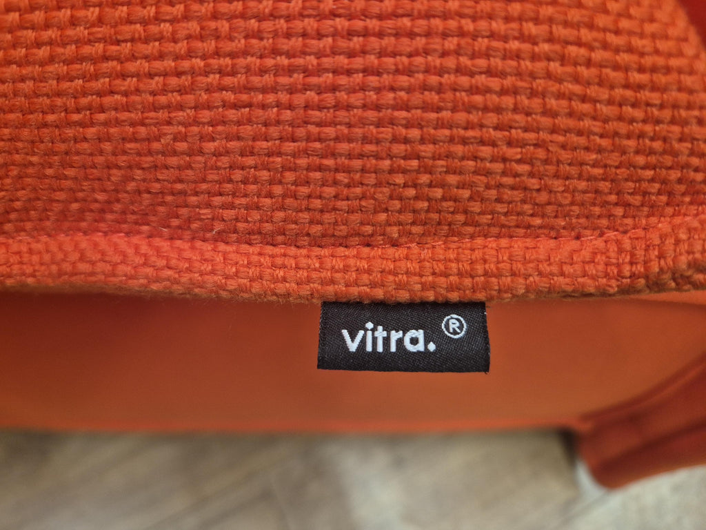 Vitra Armchairs Orange Fabric Alcove Plume Contract Highback Matching Pair