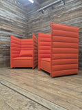 Vitra Armchairs Orange Fabric Alcove Plume Contract Highback Matching Pair