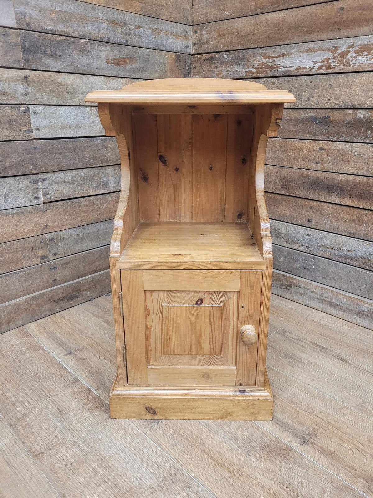 Victorian Pine Pot Cupboard Bedside Cabinet Open Shelf