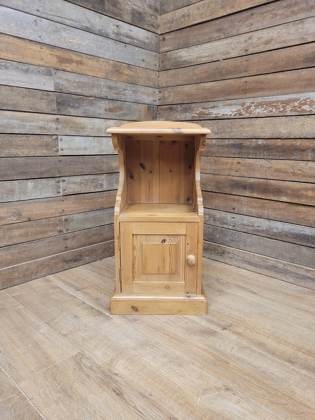 Victorian Pine Pot Cupboard Bedside Cabinet Open Shelf