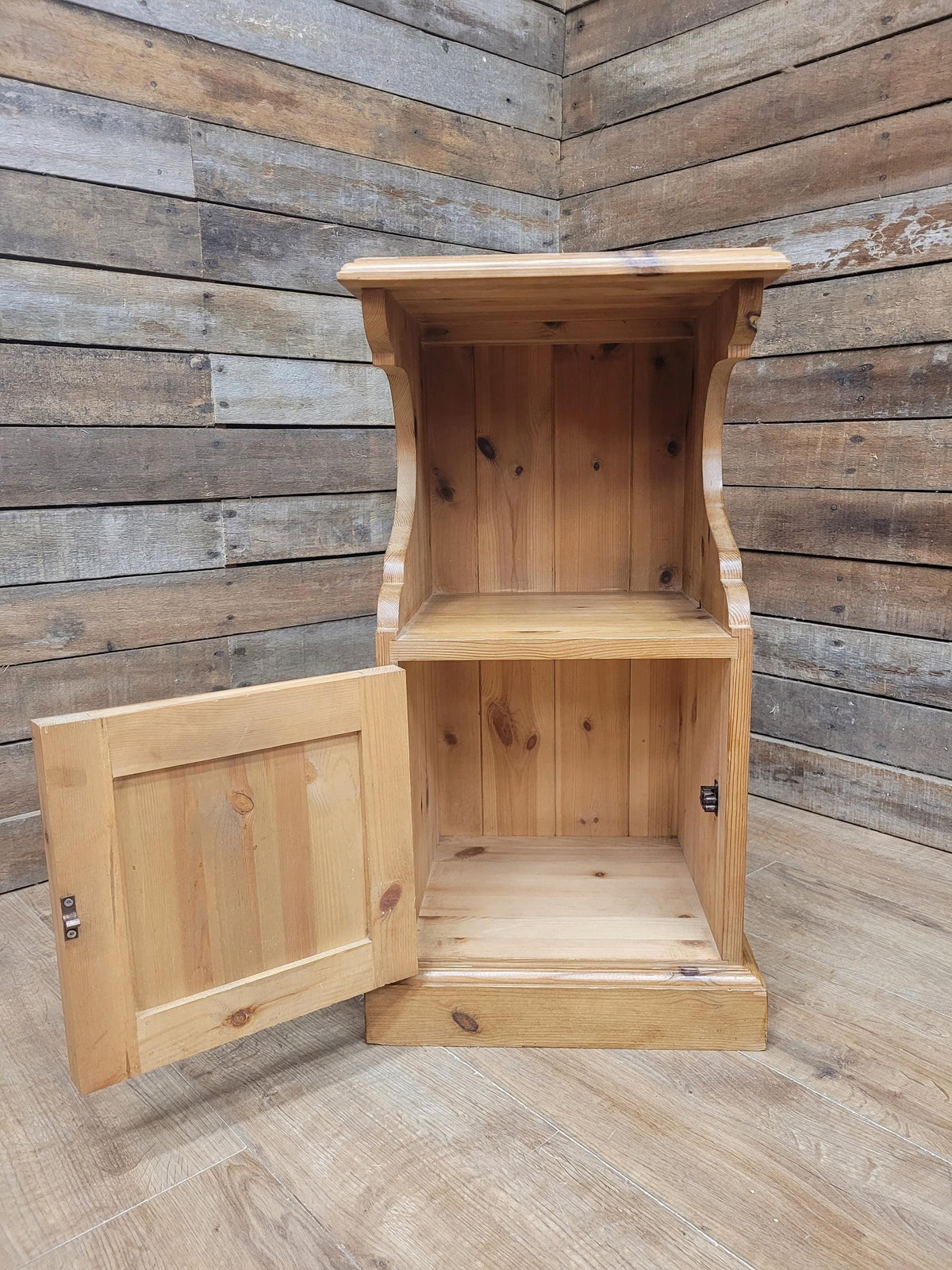 Victorian Pine Pot Cupboard Bedside Cabinet Open Shelf