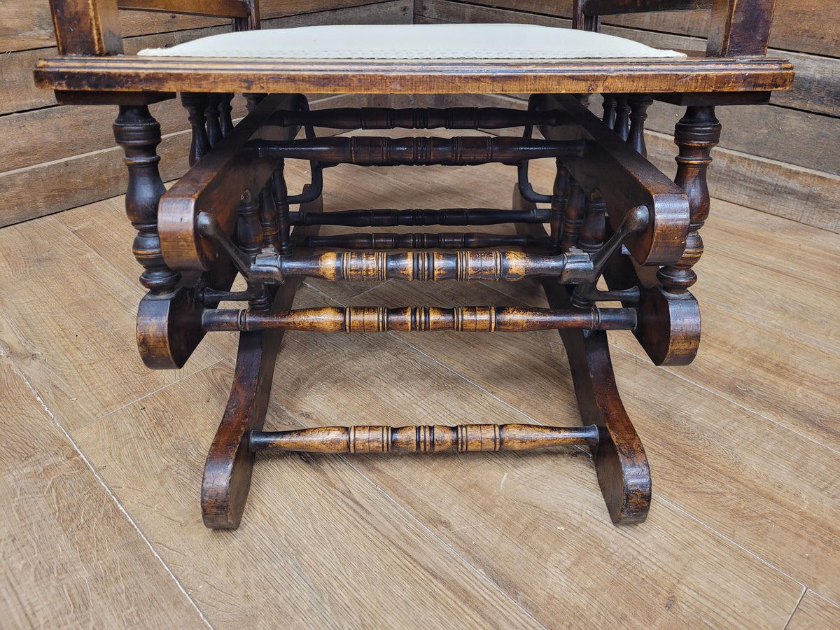 Antique American 19th Century Walnut Platform Rocking Armchair