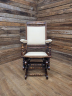 Antique American 19th Century Walnut Platform Rocking Armchair