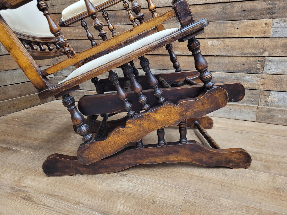 Antique American 19th Century Walnut Platform Rocking Armchair