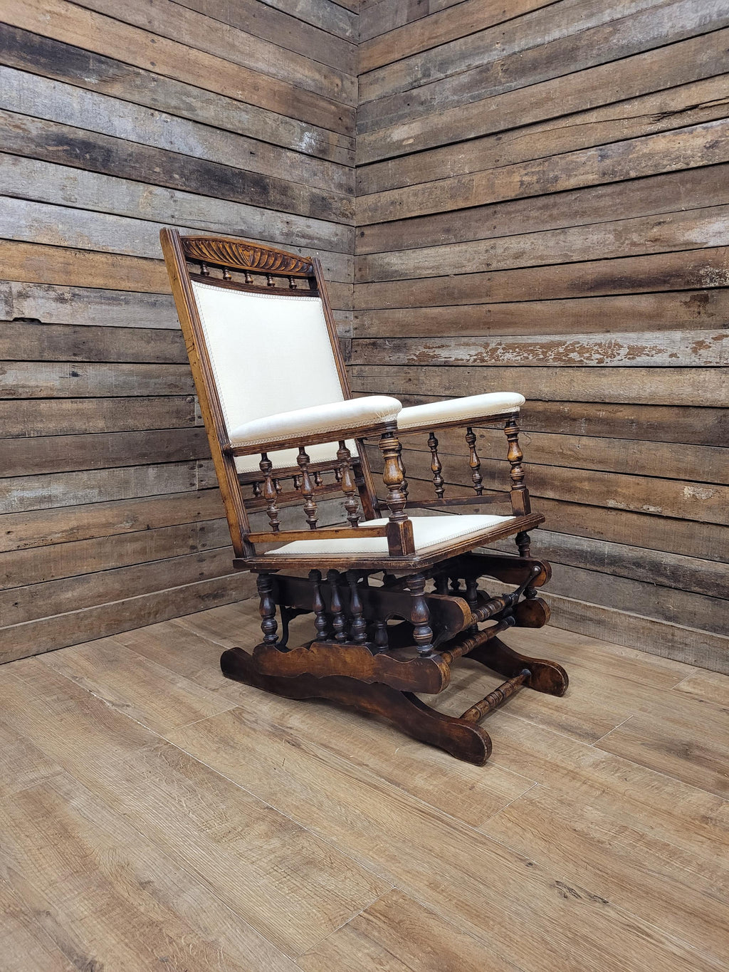 Antique American 19th Century Walnut Platform Rocking Armchair