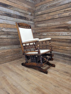 Antique American 19th Century Walnut Platform Rocking Armchair