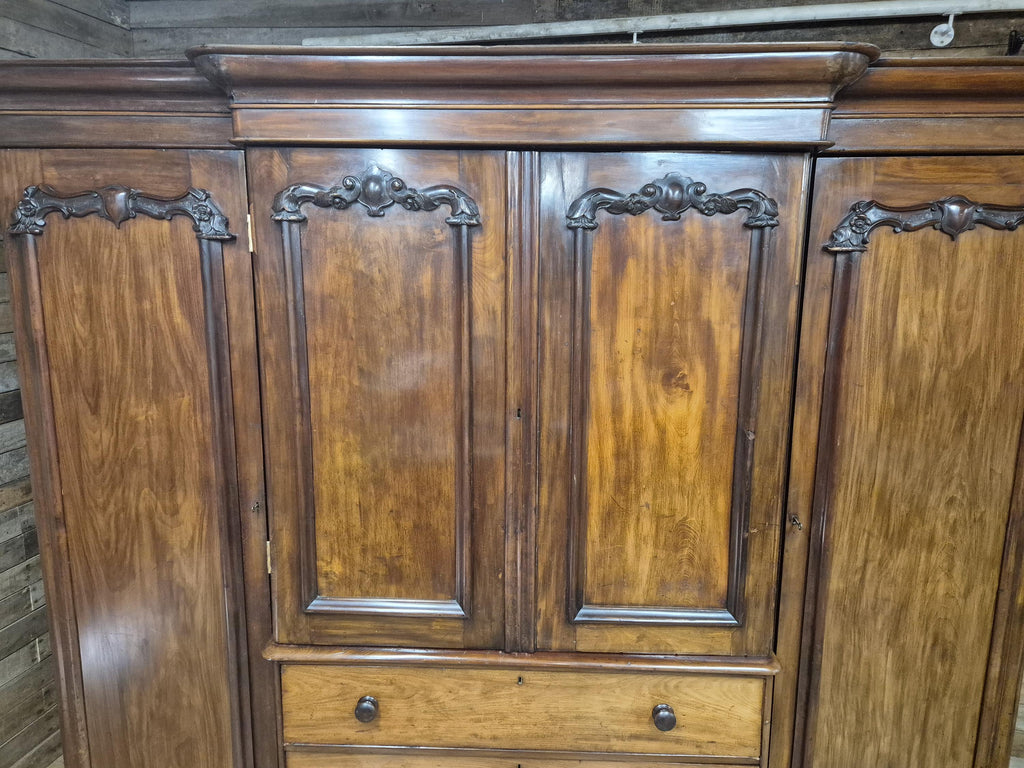 Victorian Mahogany Breakfront Compactum Wardrobe Four Doors Linen Press