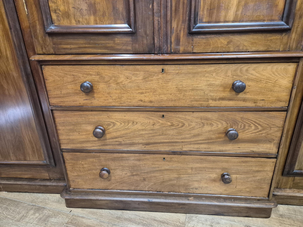 Victorian Mahogany Breakfront Compactum Wardrobe Four Doors Linen Press