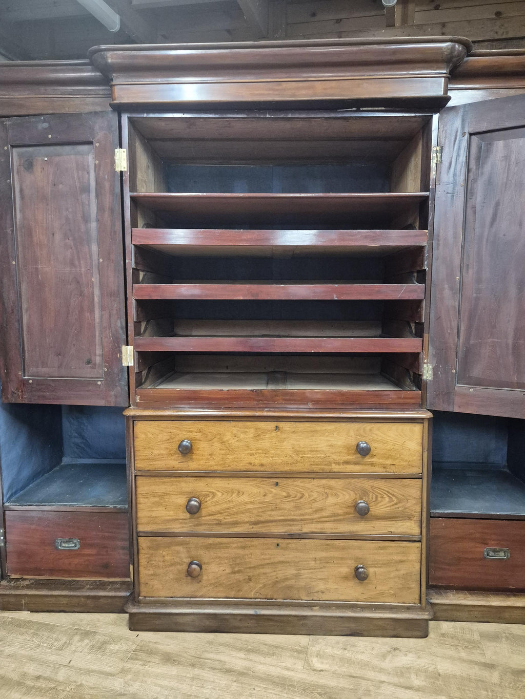 Victorian Mahogany Breakfront Compactum Wardrobe Four Doors Linen Press