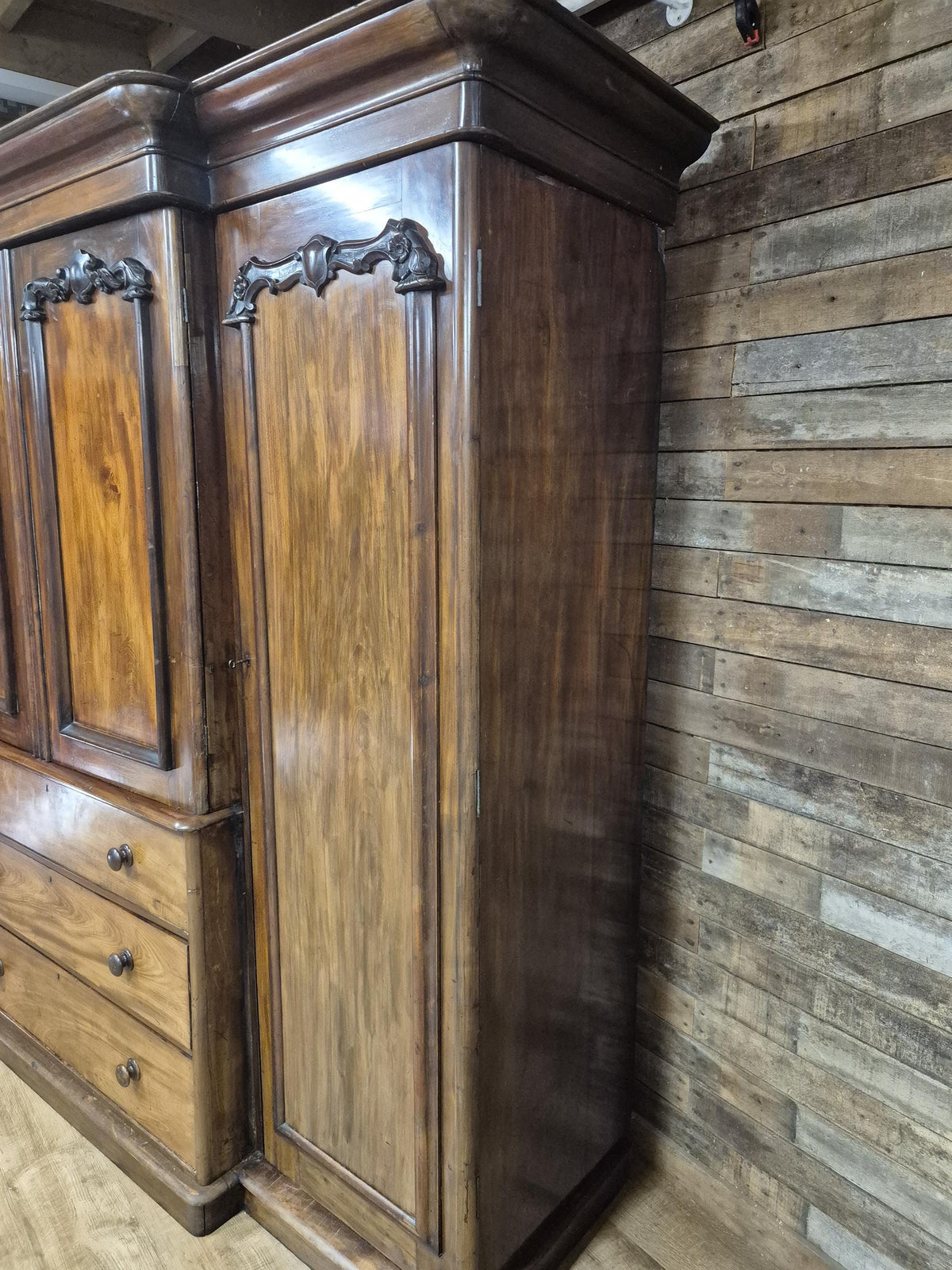 Victorian Mahogany Breakfront Compactum Wardrobe Four Doors Linen Press