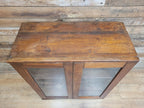 Vintage Pine Glazed Display Cabinet Two Doors Rustic Bookcase