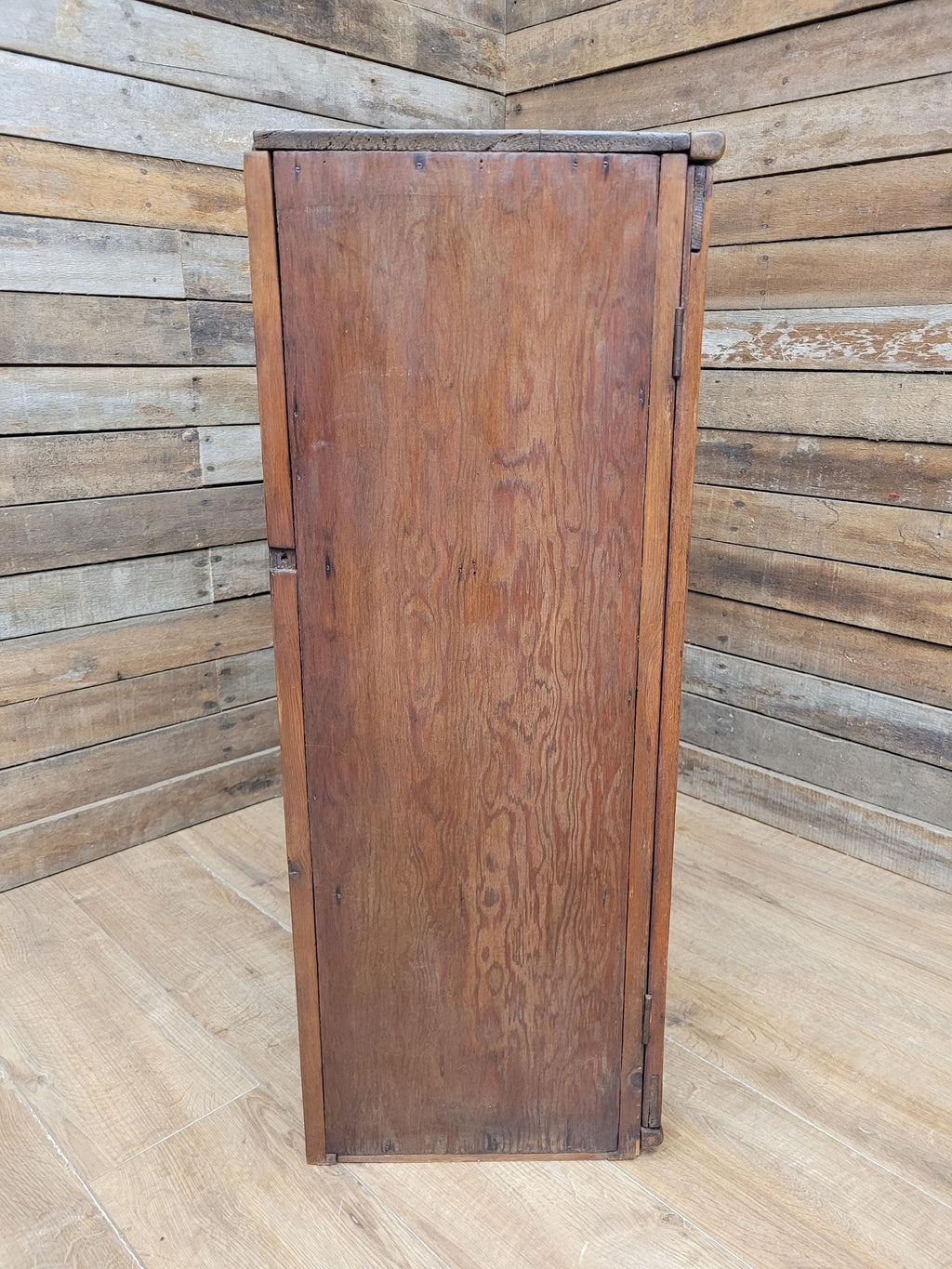Vintage Pine Glazed Display Cabinet Two Doors Rustic Bookcase