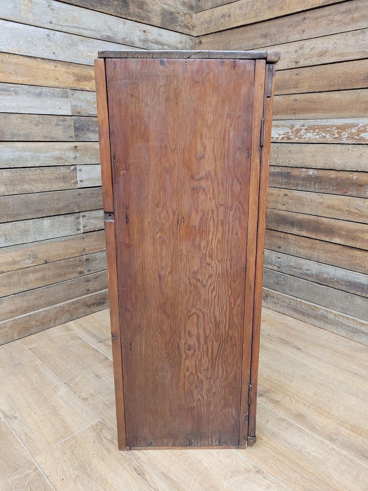 Vintage Pine Glazed Display Cabinet Two Doors Rustic Bookcase