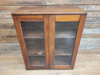 Vintage Pine Glazed Display Cabinet Two Doors Rustic Bookcase