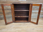 Vintage Pine Glazed Display Cabinet Two Doors Rustic Bookcase