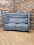 Vitra Sofa Grey Fabric Alcove Plume Contract Highback Two Seater