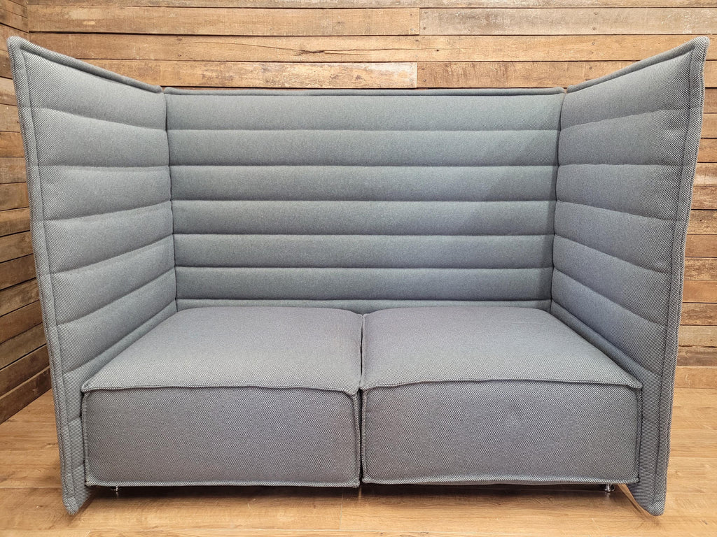 Vitra Sofa Grey Fabric Alcove Plume Contract Highback Two Seater