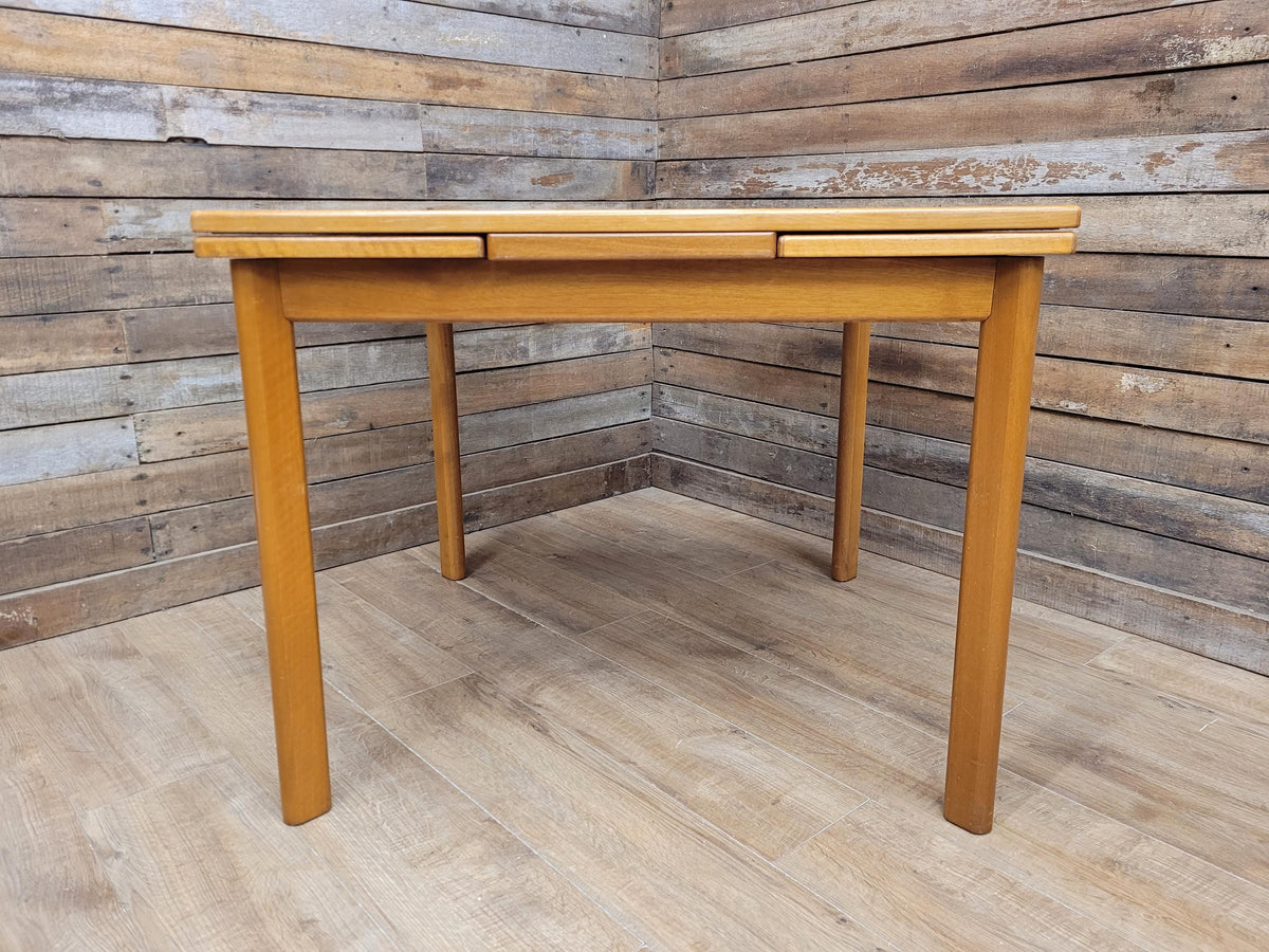 Mid Century Teak Extending Dining Table Pull Out Leaves Removable Legs