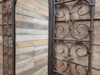Reclaimed Architectural Wrought Iron Grille Mirror Early Mid Century