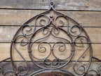 Reclaimed Architectural Wrought Iron Grille Mirror Early Mid Century