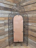 Reclaimed Architectural Wrought Iron Grille Mirror Early Mid Century