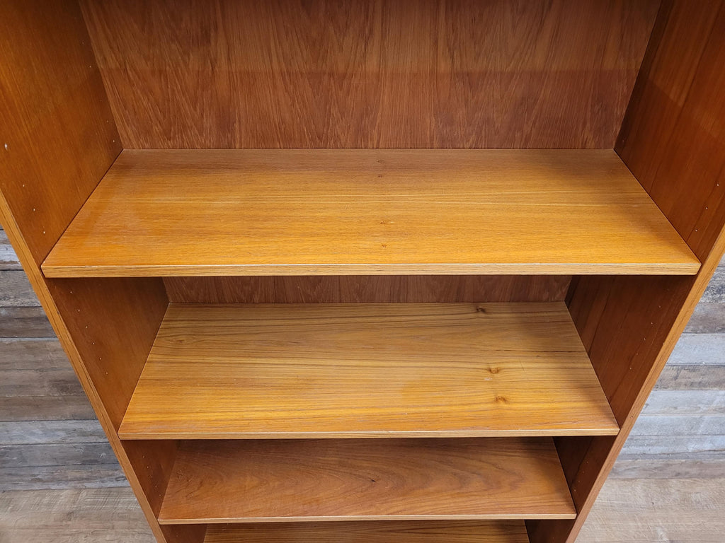 Mid Century Teak Tall Bookcase Adjustable Shelves Vintage Storage