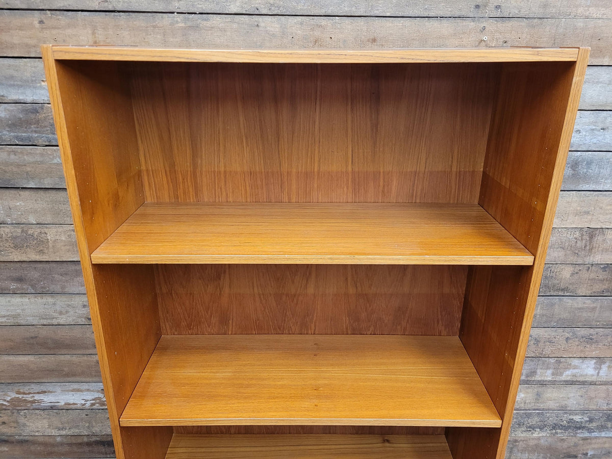 Mid Century Teak Tall Bookcase Adjustable Shelves Vintage Storage