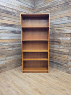Mid Century Teak Tall Bookcase Adjustable Shelves Vintage Storage