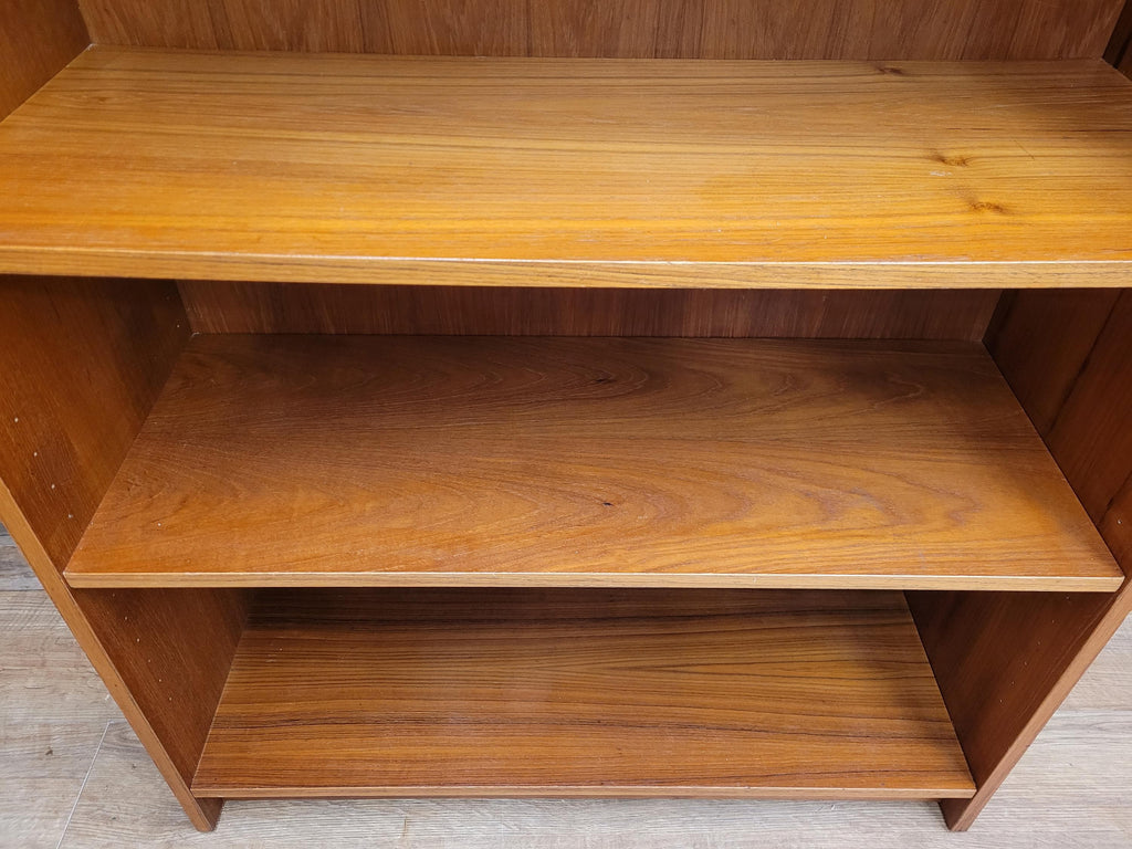 Mid Century Teak Tall Bookcase Adjustable Shelves Vintage Storage