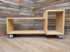Solid Oak Finger Joint Media Unit TV Stand Industrial Castors