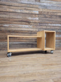 Solid Oak Finger Joint Media Unit TV Stand Industrial Castors