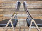 Four Mid Century Chrome Folding Chairs Black Vinyl Space Age MCM Retro Chic