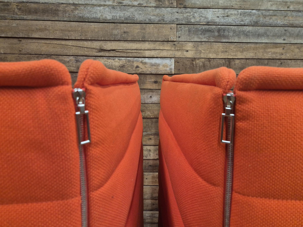 Vitra Armchairs Orange Fabric Alcove Plume Contract Highback Matching Pair