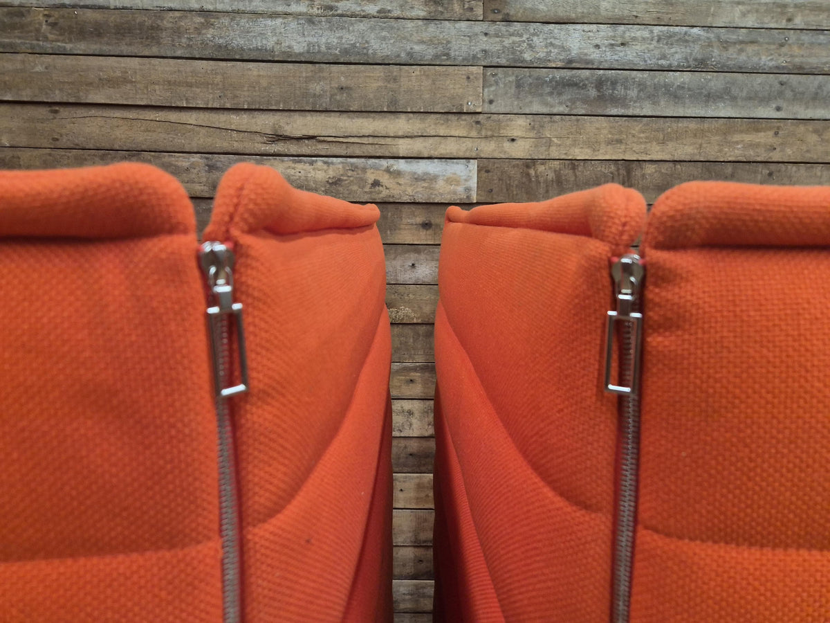 Vitra Armchairs Orange Fabric Alcove Plume Contract Highback Matching Pair