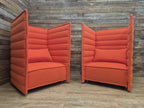 Vitra Armchairs Orange Fabric Alcove Plume Contract Highback Matching Pair