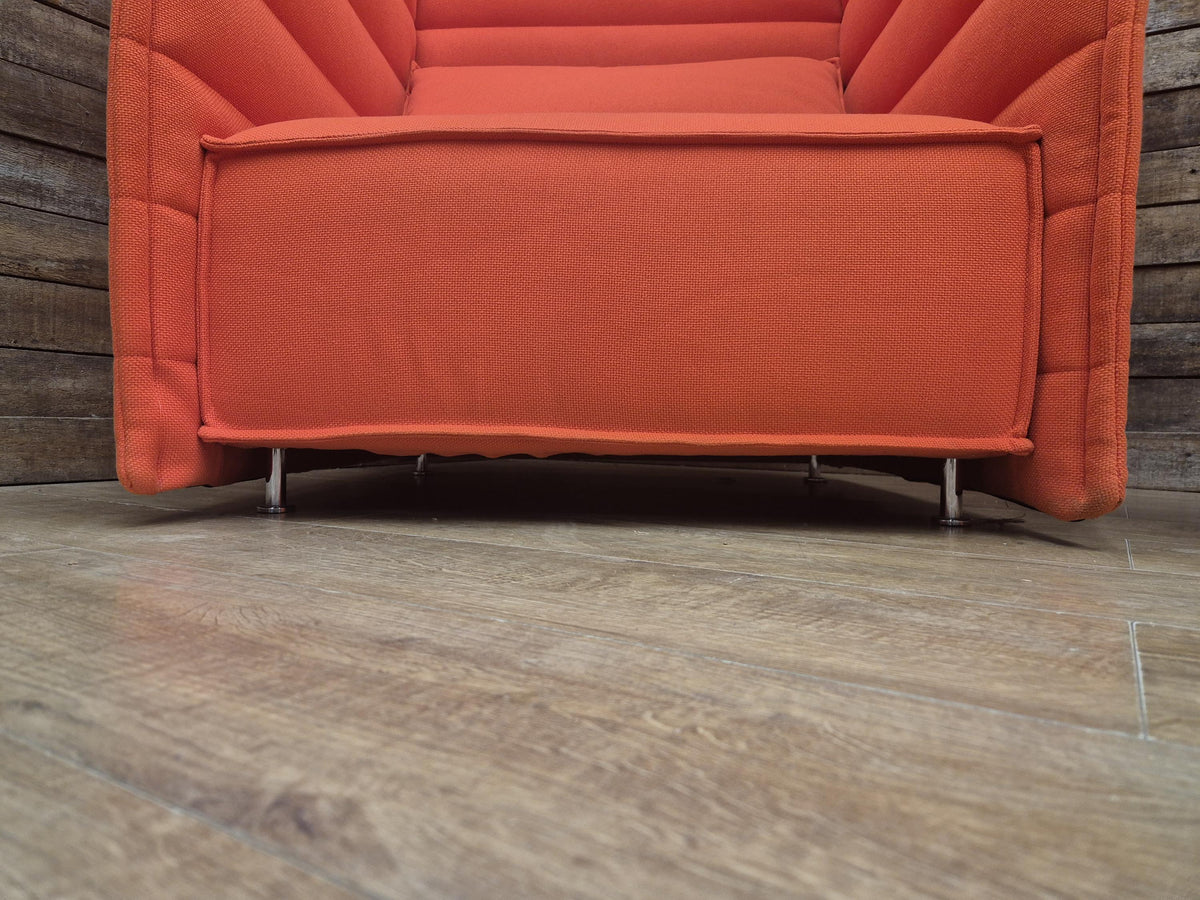Vitra Armchairs Orange Fabric Alcove Plume Contract Highback Matching Pair
