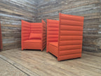 Vitra Armchairs Orange Fabric Alcove Plume Contract Highback Matching Pair