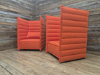 Vitra Armchairs Orange Fabric Alcove Plume Contract Highback Matching Pair